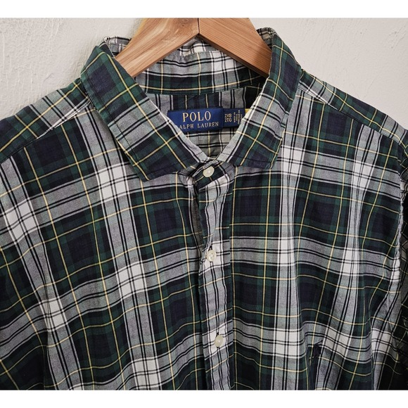 Polo Ralph Lauren Other - Polo Ralph Lauren Shirt Men Size 2XB Button Up Long Sleeve Green Navy Plaid Pony